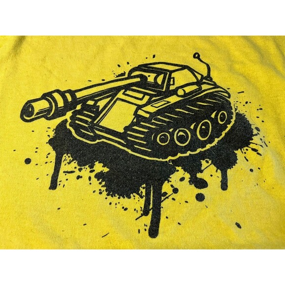 Unique Tank T-Shirt Graphic Print Yellow Military War RC Remote Control Toy - Picture 2 of 4